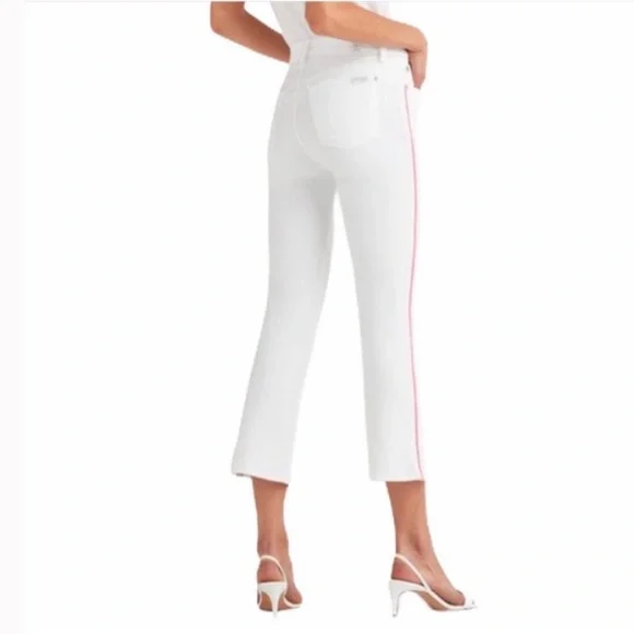 Seven for all mankind kick flare high waist white pink stripe 29 - Picture 2 of 13